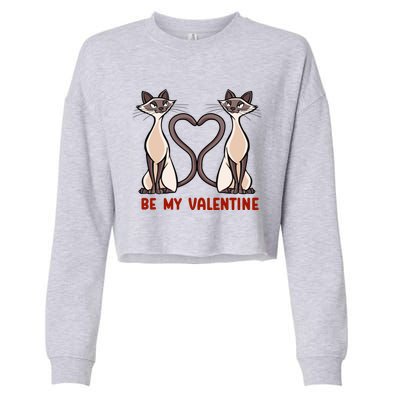 Be My Valentine Heart Tail Siamese Cat Tails Valentines Day Gift Cropped Pullover Crew