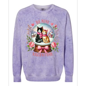 Be Mine Valentine Cute Cat Snow Globe ValentineS Day Cat Colorblast Crewneck Sweatshirt