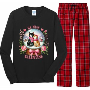 Be Mine Valentine Cute Cat Snow Globe ValentineS Day Cat Long Sleeve Pajama Set