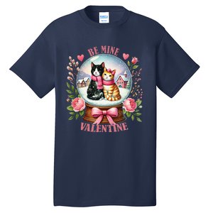 Be Mine Valentine Cute Cat Snow Globe ValentineS Day Cat Tall T-Shirt