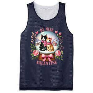 Be Mine Valentine Cute Cat Snow Globe ValentineS Day Cat Mesh Reversible Basketball Jersey Tank