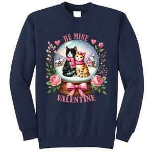 Be Mine Valentine Cute Cat Snow Globe ValentineS Day Cat Tall Sweatshirt