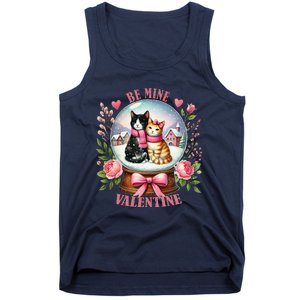 Be Mine Valentine Cute Cat Snow Globe ValentineS Day Cat Tank Top