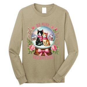 Be Mine Valentine Cute Cat Snow Globe ValentineS Day Cat Long Sleeve Shirt