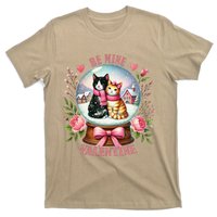 Be Mine Valentine Cute Cat Snow Globe ValentineS Day Cat T-Shirt