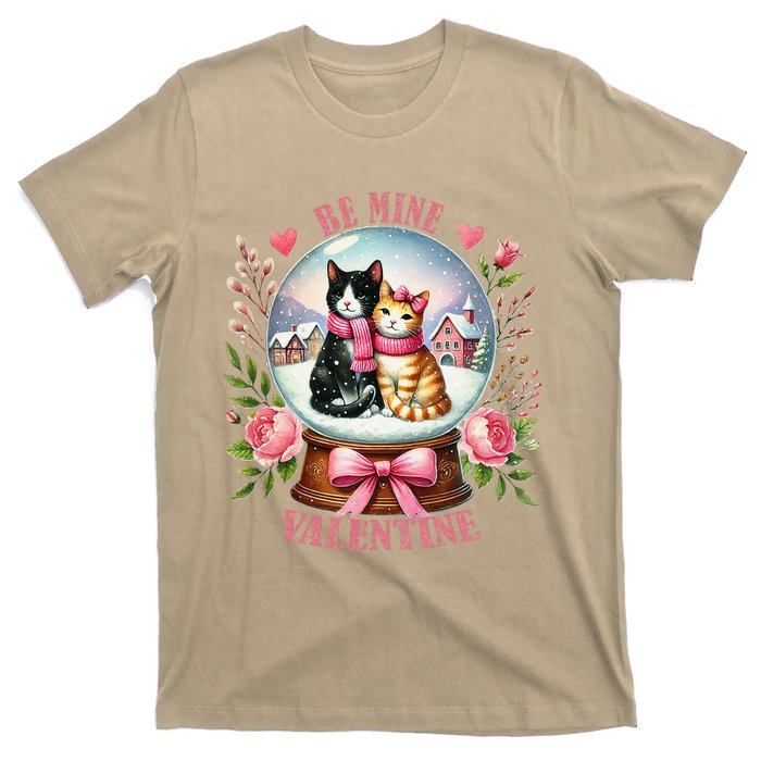 Be Mine Valentine Cute Cat Snow Globe ValentineS Day Cat T-Shirt