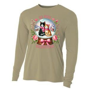 Be Mine Valentine Cute Cat Snow Globe ValentineS Day Cat Cooling Performance Long Sleeve Crew