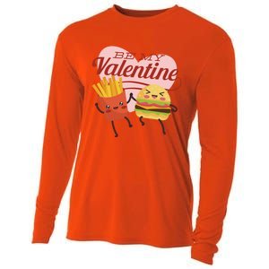 Be My Valentine L Cute Valentines Day Fries And Hamburger Gift Cooling Performance Long Sleeve Crew