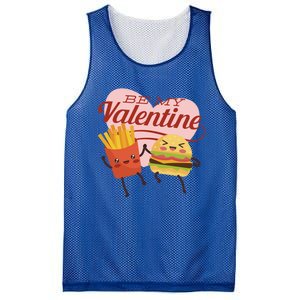 Be My Valentine L Cute Valentines Day Fries And Hamburger Gift Mesh Reversible Basketball Jersey Tank