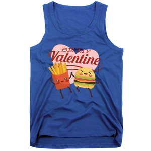 Be My Valentine L Cute Valentines Day Fries And Hamburger Gift Tank Top