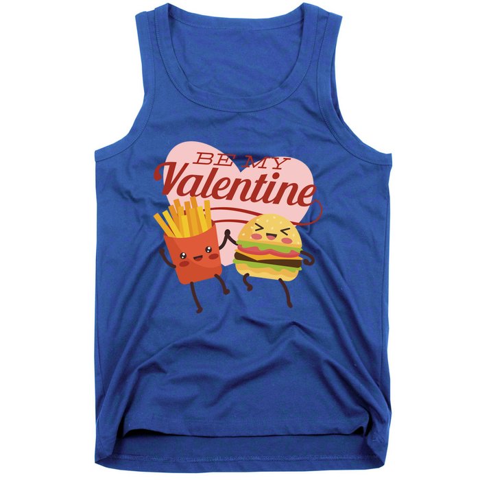 Be My Valentine L Cute Valentines Day Fries And Hamburger Gift Tank Top