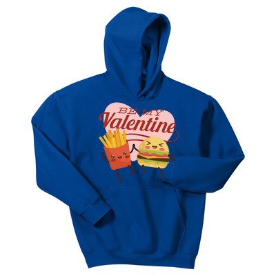 Be My Valentine L Cute Valentines Day Fries And Hamburger Gift Kids Hoodie