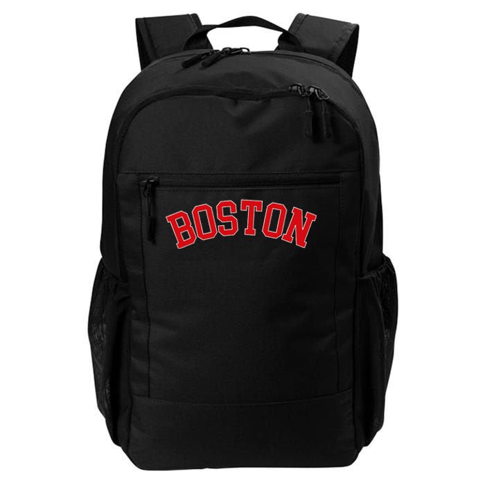 Boston Ma Varsity Style Red Text Daily Commute Backpack