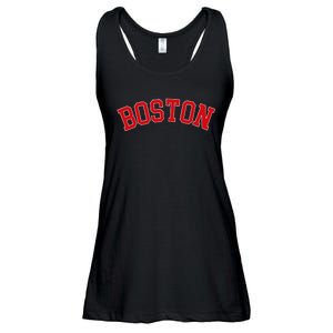 Boston Ma Varsity Style Red Text Ladies Essential Flowy Tank