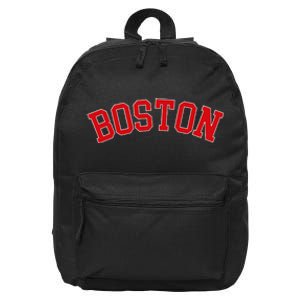 Boston Ma Varsity Style Red Text 16 in Basic Backpack