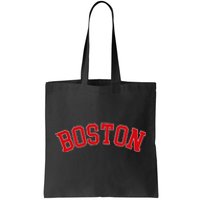 Boston Ma Varsity Style Red Text Tote Bag