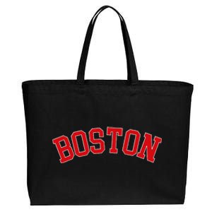 Boston Ma Varsity Style Red Text Cotton Canvas Jumbo Tote