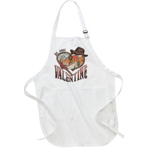 Be Mine Valentine Western Valentines Day Retro Groovy Cowboy Cowgirl Full-Length Apron With Pockets