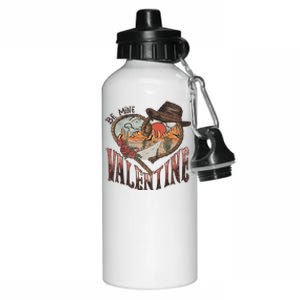 Be Mine Valentine Western Valentines Day Retro Groovy Cowboy Cowgirl Aluminum Water Bottle