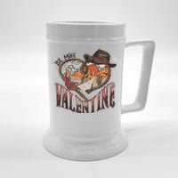 Be Mine Valentine Western Valentines Day Retro Groovy Cowboy Cowgirl Beer Stein