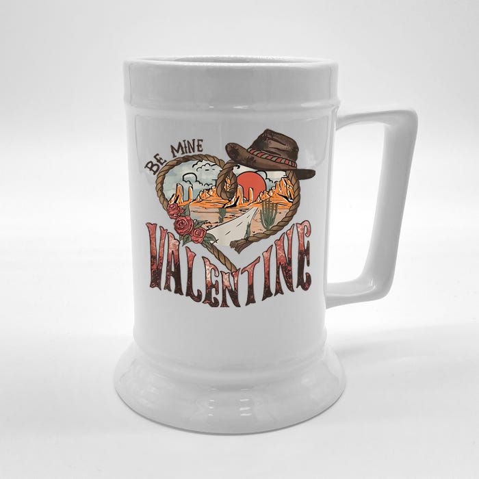 Be Mine Valentine Western Valentines Day Retro Groovy Cowboy Cowgirl Beer Stein