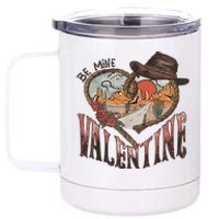 Be Mine Valentine Western Valentines Day Retro Groovy Cowboy Cowgirl 12 oz Stainless Steel Tumbler Cup