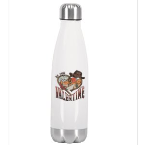 Be Mine Valentine Western Valentines Day Retro Groovy Cowboy Cowgirl Stainless Steel Insulated Water Bottle