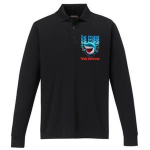 Be Mine Valentine Shark Valentine's Day Meaningful Gift Performance Long Sleeve Polo