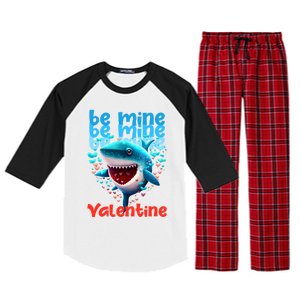 Be Mine Valentine Shark Valentine's Day Meaningful Gift Raglan Sleeve Pajama Set