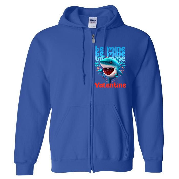 Be Mine Valentine Shark Valentine's Day Meaningful Gift Full Zip Hoodie