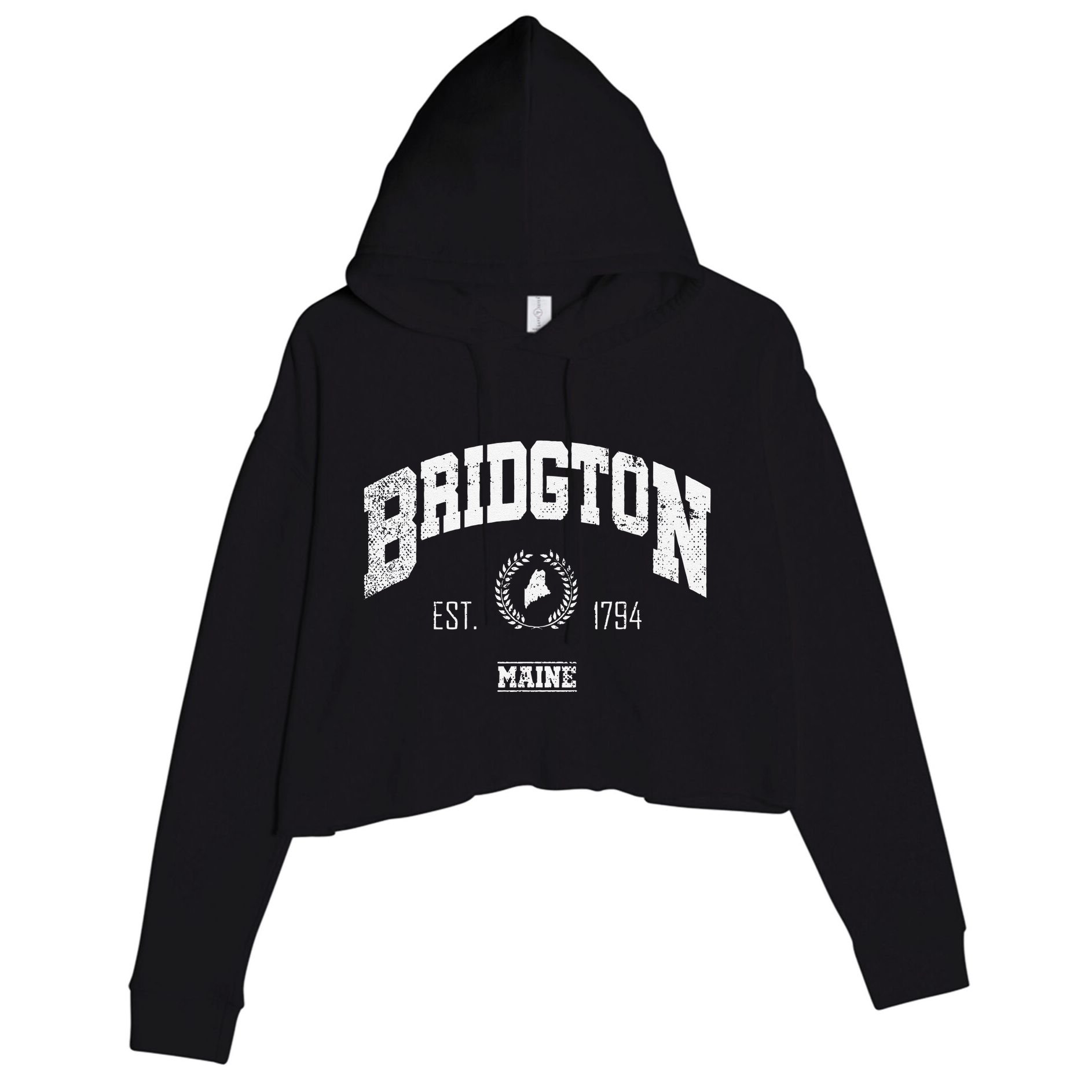 Bridgton Memaine Vintage Throwback Crop Fleece Hoodie
