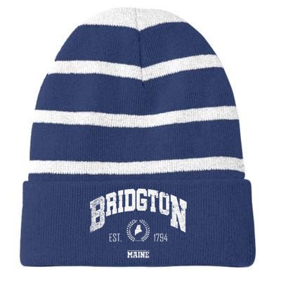 Bridgton Memaine Vintage Throwback Striped Beanie with Solid Band