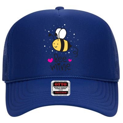 Bee Mine Valentine's Day Gift High Crown Mesh Back Trucker Hat