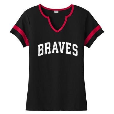 Braves Mascot Vintage Athletic Sports Name Design Gift Ladies Halftime Notch Neck Tee