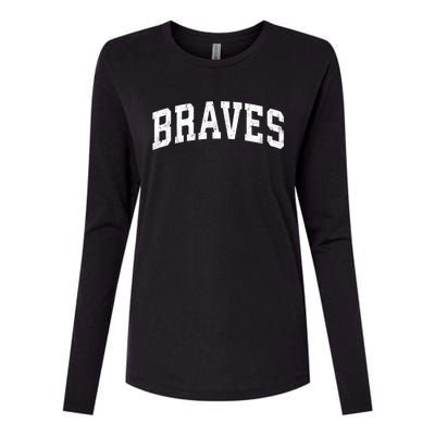 Braves Mascot Vintage Athletic Sports Name Design Gift Womens Cotton Relaxed Long Sleeve T-Shirt