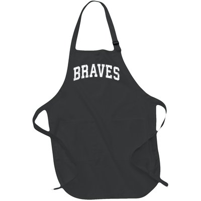 Braves Mascot Vintage Athletic Sports Name Design Gift Full-Length Apron With Pockets