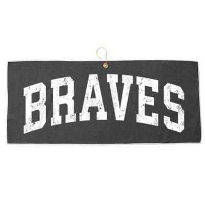 Braves Mascot Vintage Athletic Sports Name Design Gift Large Microfiber Waffle Golf Towel