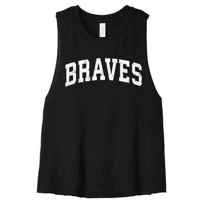 Braves Mascot Vintage Athletic Sports Name Design Gift Women's Racerback Cropped Tank