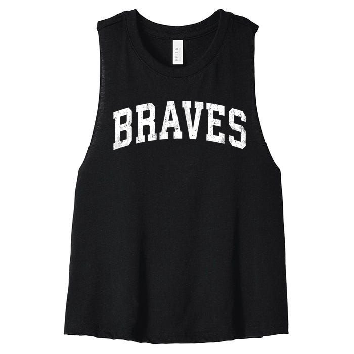 Braves Mascot Vintage Athletic Sports Name Design Gift Women's Racerback Cropped Tank