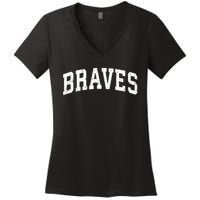 Braves Mascot Vintage Athletic Sports Name Design Gift Women's V-Neck T-Shirt