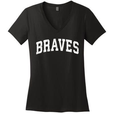 Braves Mascot Vintage Athletic Sports Name Design Gift Women's V-Neck T-Shirt