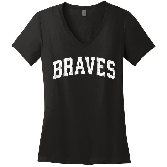 Braves Mascot Vintage Athletic Sports Name Design Gift Women's V-Neck T-Shirt