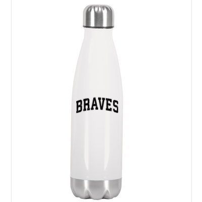 Braves Mascot Vintage Athletic Sports Name Design Gift Stainless Steel Insulated Water Bottle