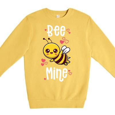 Bee Mine Valentines Day Pun Cute Bee Honey Beekeeper Funny Gift Premium Crewneck Sweatshirt