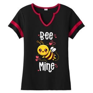 Bee Mine Valentines Day Pun Cute Bee Honey Beekeeper Funny Gift Ladies Halftime Notch Neck Tee