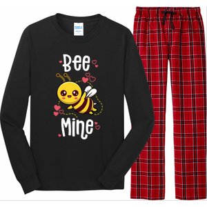 Bee Mine Valentines Day Pun Cute Bee Honey Beekeeper Funny Gift Long Sleeve Pajama Set