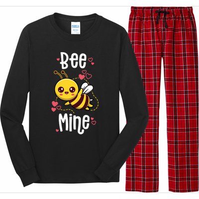 Bee Mine Valentines Day Pun Cute Bee Honey Beekeeper Funny Gift Long Sleeve Pajama Set