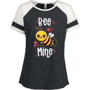 Bee Mine Valentines Day Pun Cute Bee Honey Beekeeper Funny Gift Enza Ladies Jersey Colorblock Tee