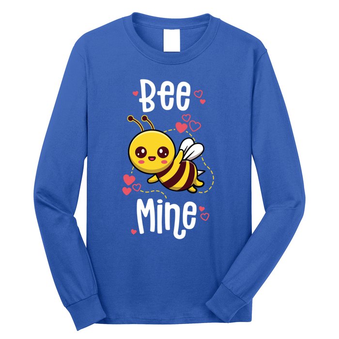 Bee Mine Valentines Day Pun Cute Bee Honey Beekeeper Funny Gift Long Sleeve Shirt