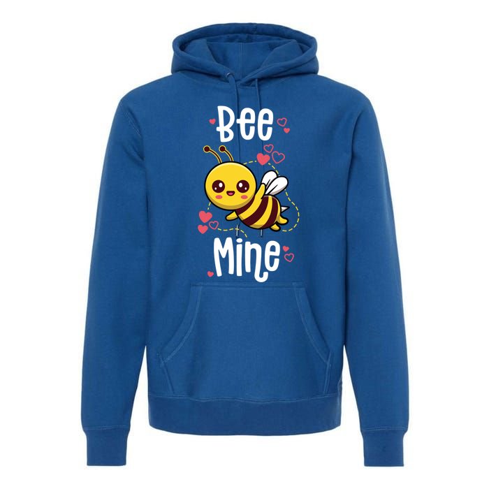 Bee Mine Valentines Day Pun Cute Bee Honey Beekeeper Funny Gift Premium Hoodie